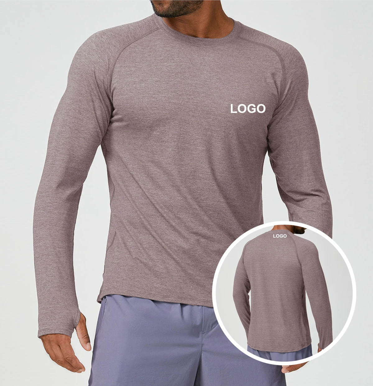 Men's Skin-Friendly Quick-Drying Crew Neck Sports Casual Unisex Yoga Top Solid Color Long Sleeve Training Running T Shirts