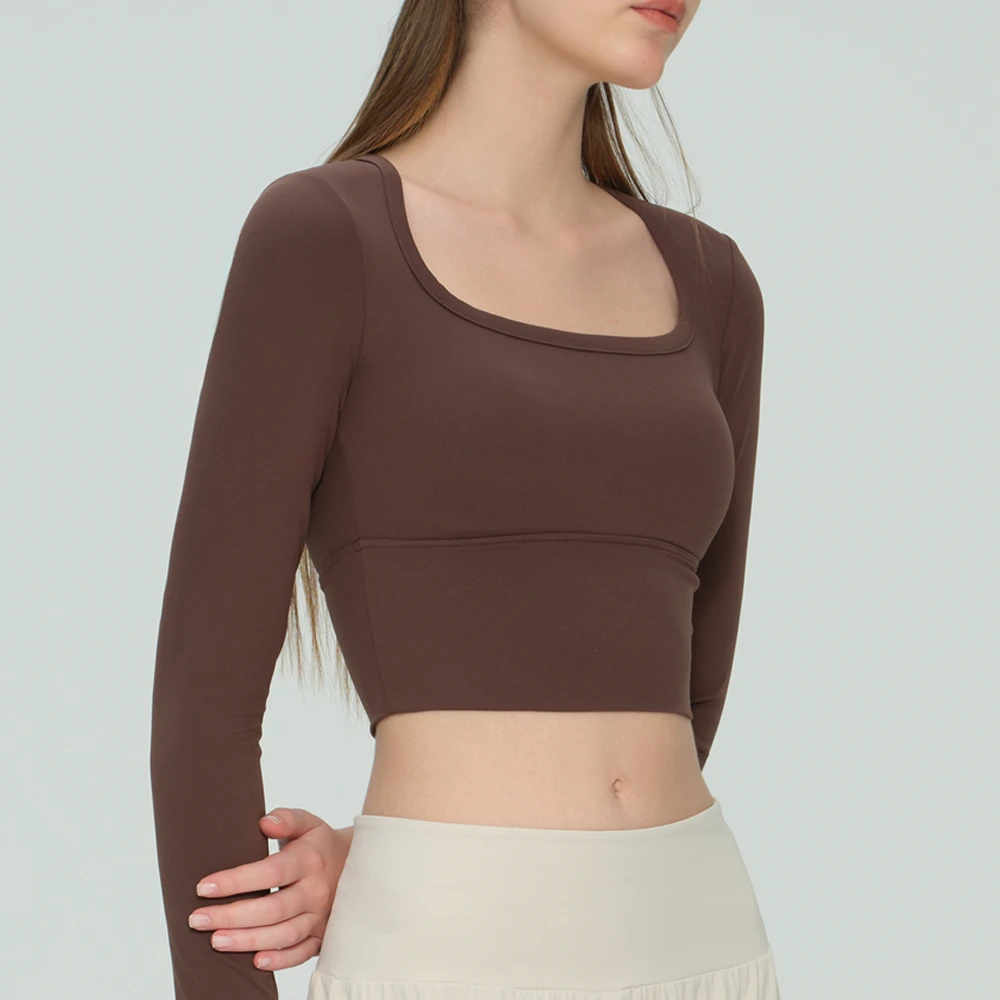 Long Sleeves Workout Training Compression Crop Yoga Top Gym Women Sport T Shirt