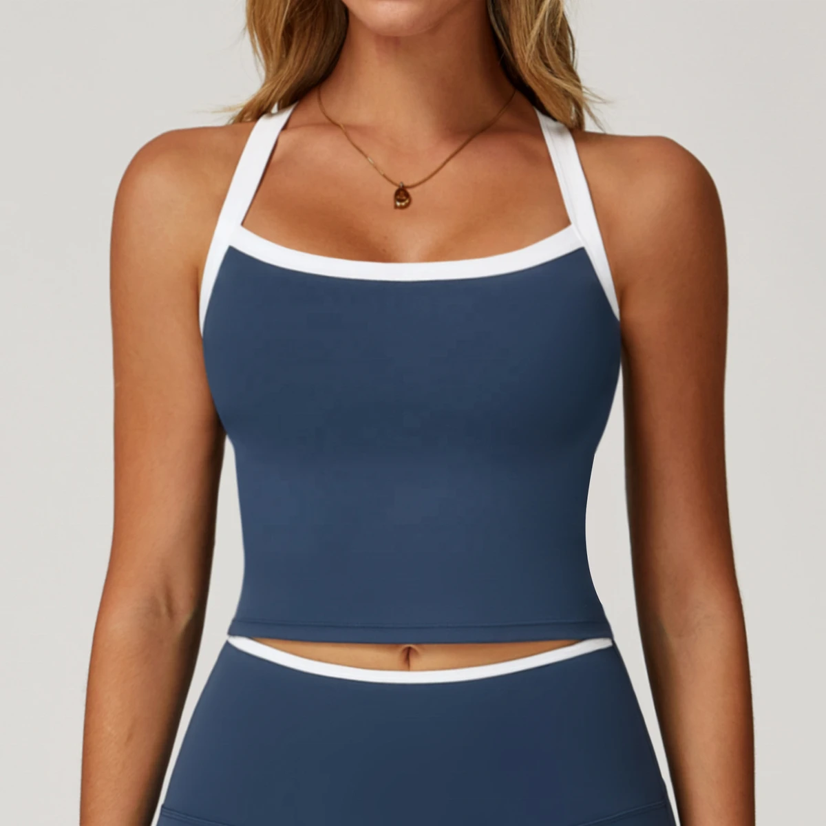 New Listing Contrast Color Pilates Yoga Wear Beautiful Backless Running Sports Bra Fitness Women's Crop Tank Tops
