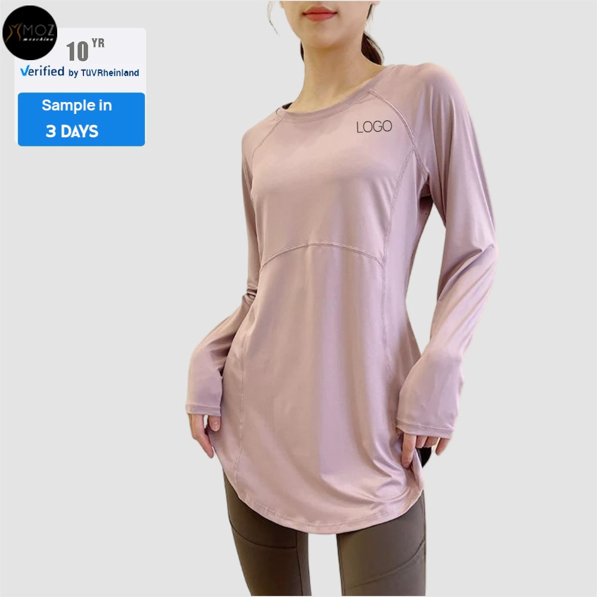 Plus Size Women's Longline T-Shirt-Sculpted Back Yoga Top with Breathable Fabric for Running & Workouts High Quality Custom Tee