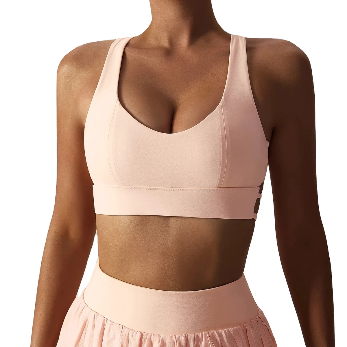 RUNNING GIRL Strappy Sports Bra for Women Sexy Crisscross Back Light Support Yoga Bra With Removable Cups