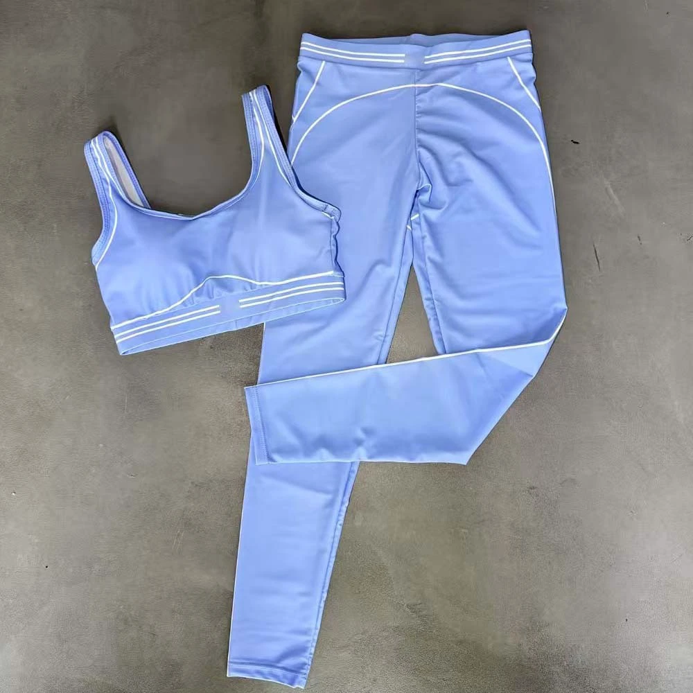 Custom Women Yoga Two-Piece Reversible Eco-Friendly Breathable Fitness Set Pilates Training Gear Seamless Skin-Friendly Elastic