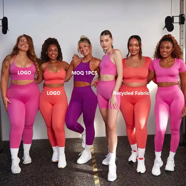 Wholesale High Quality Women Butt Lift 5 Piece Seamless Gym Sets Matching Activewear Breathable Quick Dry Yoga Wear Set