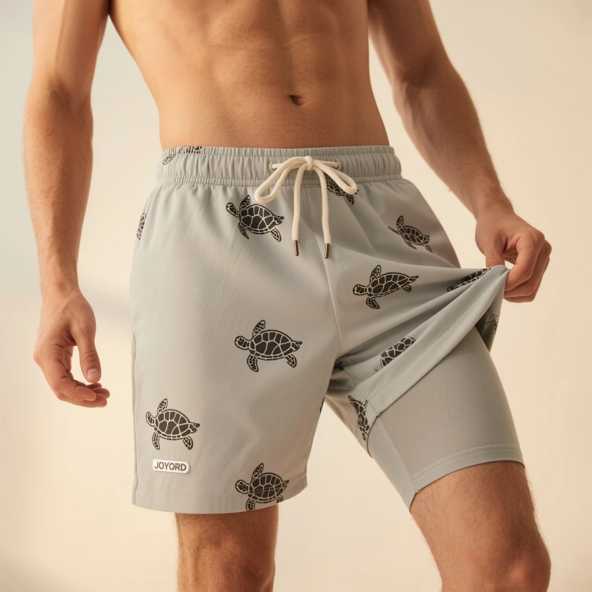 Customizable Men's Gym Shorts Breathable Compression Beach Shorts with Sublimation Printing Casual Style Waist Logo-2 in 1