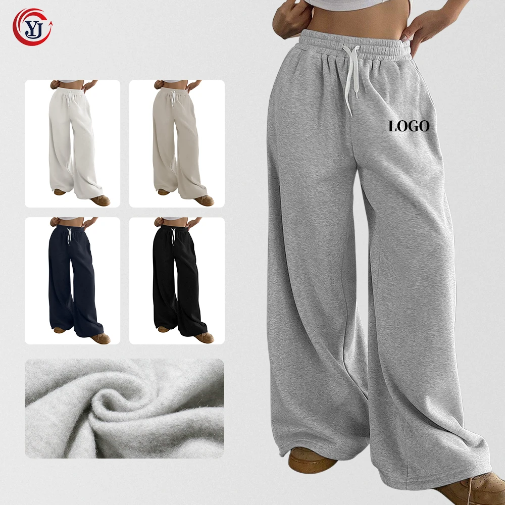 Women's Winter High Waist Breathable Eco-Friendly Flat Hip Hop Sports Pants Loose Wide Leg Drawstring Closure Casual Pants