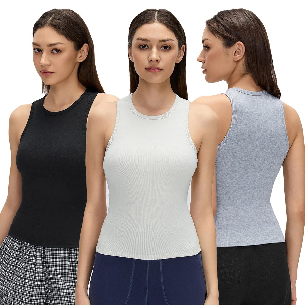 High Quality Women's Tank Tops Modal Yoga Sleeveless Full Length Vest Shirts with Removable Pads Custom Activewear Manufacturer