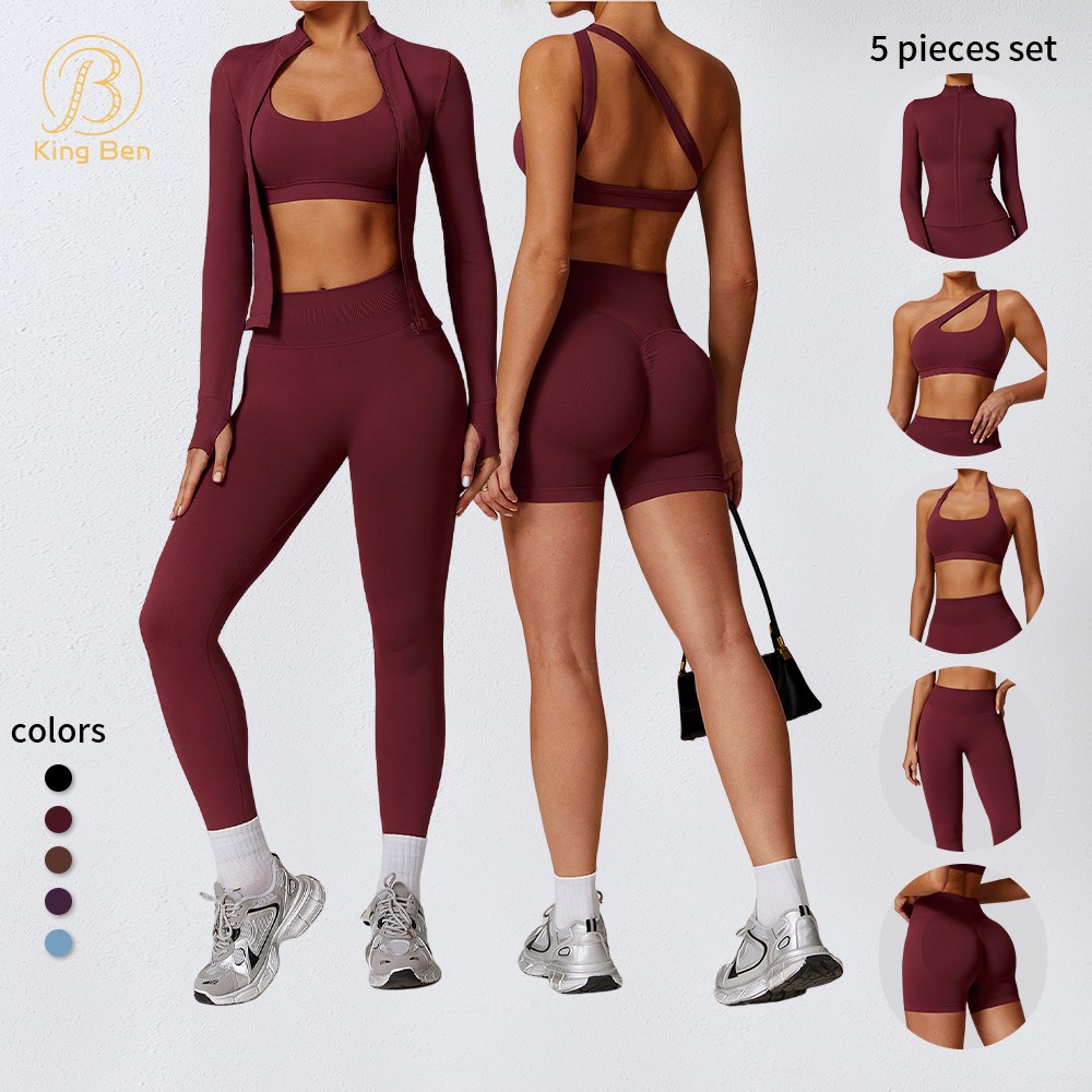 Women Seamless Activewear Yoga Sets Gym Butt Lifting Leggings Custom Fitness Wear Push up Sports Bra Training Jackets Shorts Set