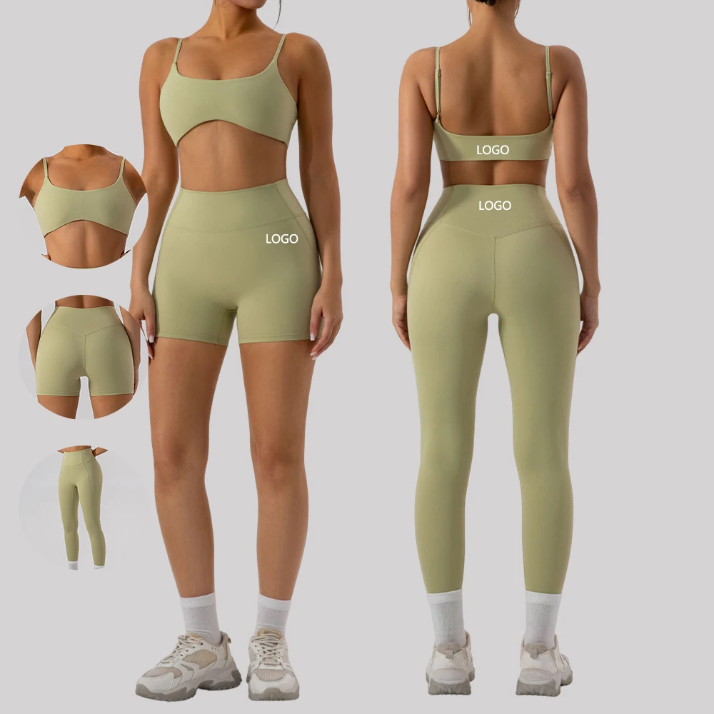 Hot Sale Women's Bodycon Backless Yoga Bra Nude Feel Quick Dry Sports Leggings Pilates Fitness Running Set OEM Gym Clothes Women