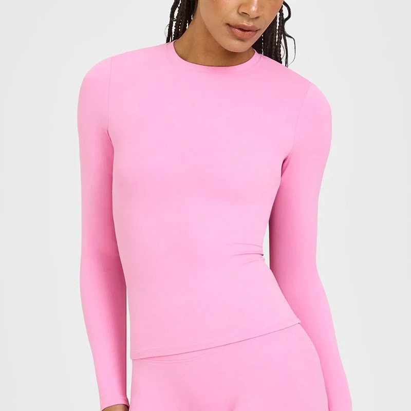 Women's Long Sleeved Crop Top with Hollowed Out Back Design Yoga Shirts for Sports Running Fitness Yoga Top