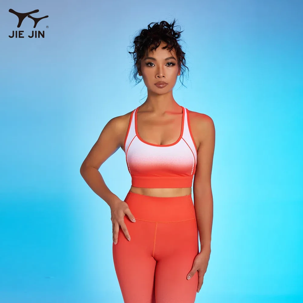 JIEJIN High-Quality Sports Clothes Push up High Impact Fitted Racerback High Support Sport Bras With Padding