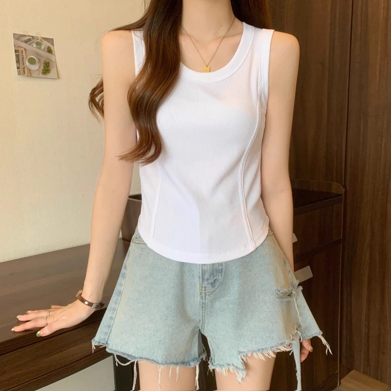 Women Short Sleeve Top Solid Slim Fit Crew Neck Tee Basic Skinny Ribbed Tight Casual Workout Yoga Tank