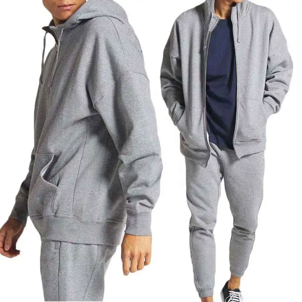Hot Sell Winter Casual Fleece Track Suit for Men Custom Two-Piece Polyester Sportswear Set sweat Wicking Breathable