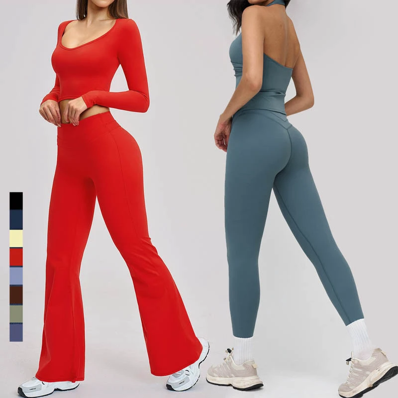 SHINBENE Women's Plus Size Solid Tight Fitting Sexy Backless Yoga Suit 5 Piece Sportswear Set for Outdoor Fitness