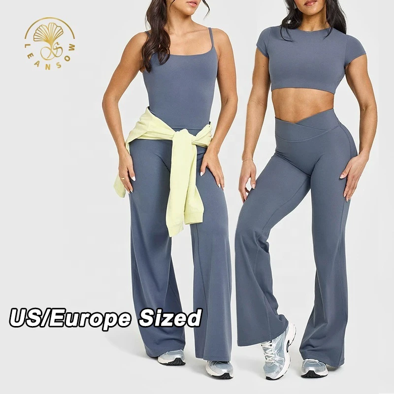 Manufacturer Plain Push up Tightssoft Pantalones De Yoga Para Mujer Stretch Custom High Waist Plus Size Wide Leg Flare Leggings