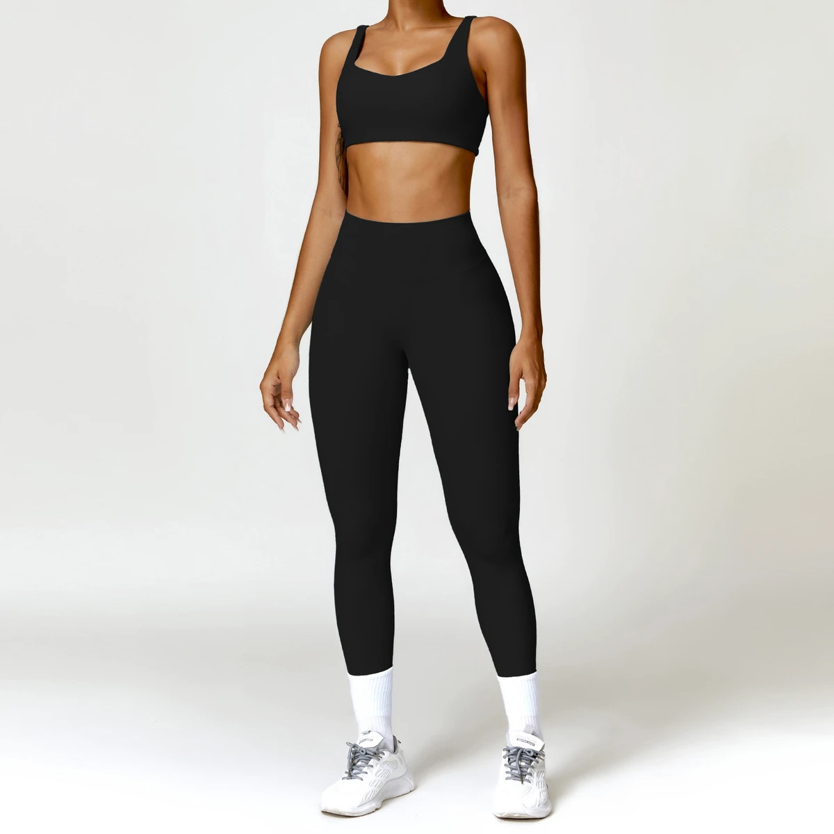 MAYYOUNG Two-Piece Set Winter Nude Tight Yoga Suit High-Waisted Breathable Quick-Drying Spandex/Nylon Running Sports Fitness