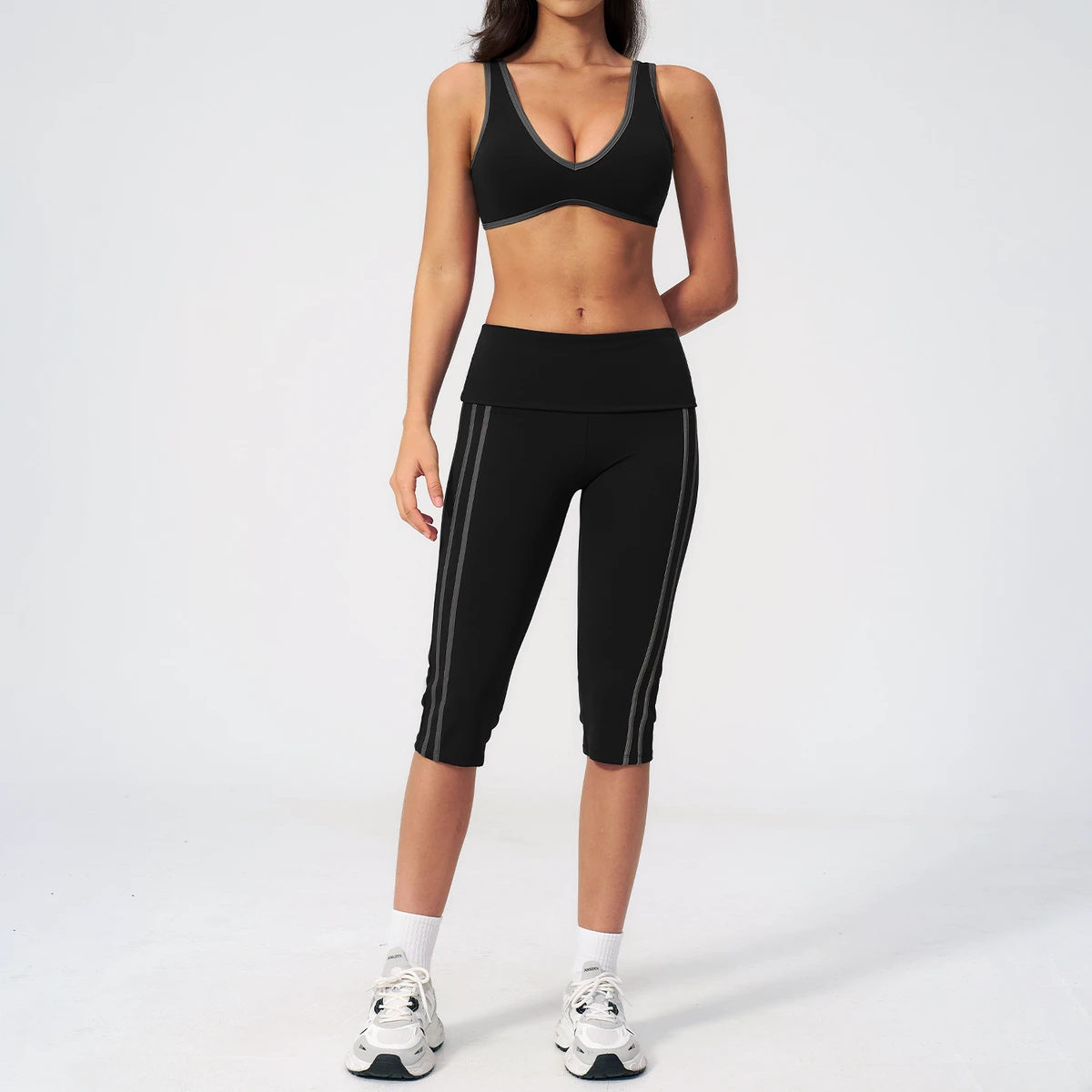 G TOP High Elasticity Tight Yoga Set for Women - Abdominal Workout Fitness Nude Sport Running Yoga Outfit Set for Women