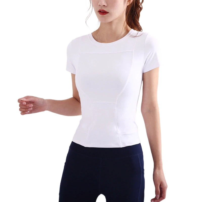 Manufacturer Wholesale Custom Polyester Spandex Quick Dry Slim Fit Sports Women T-Shirt Yoga Tops Workout Gym Shirts