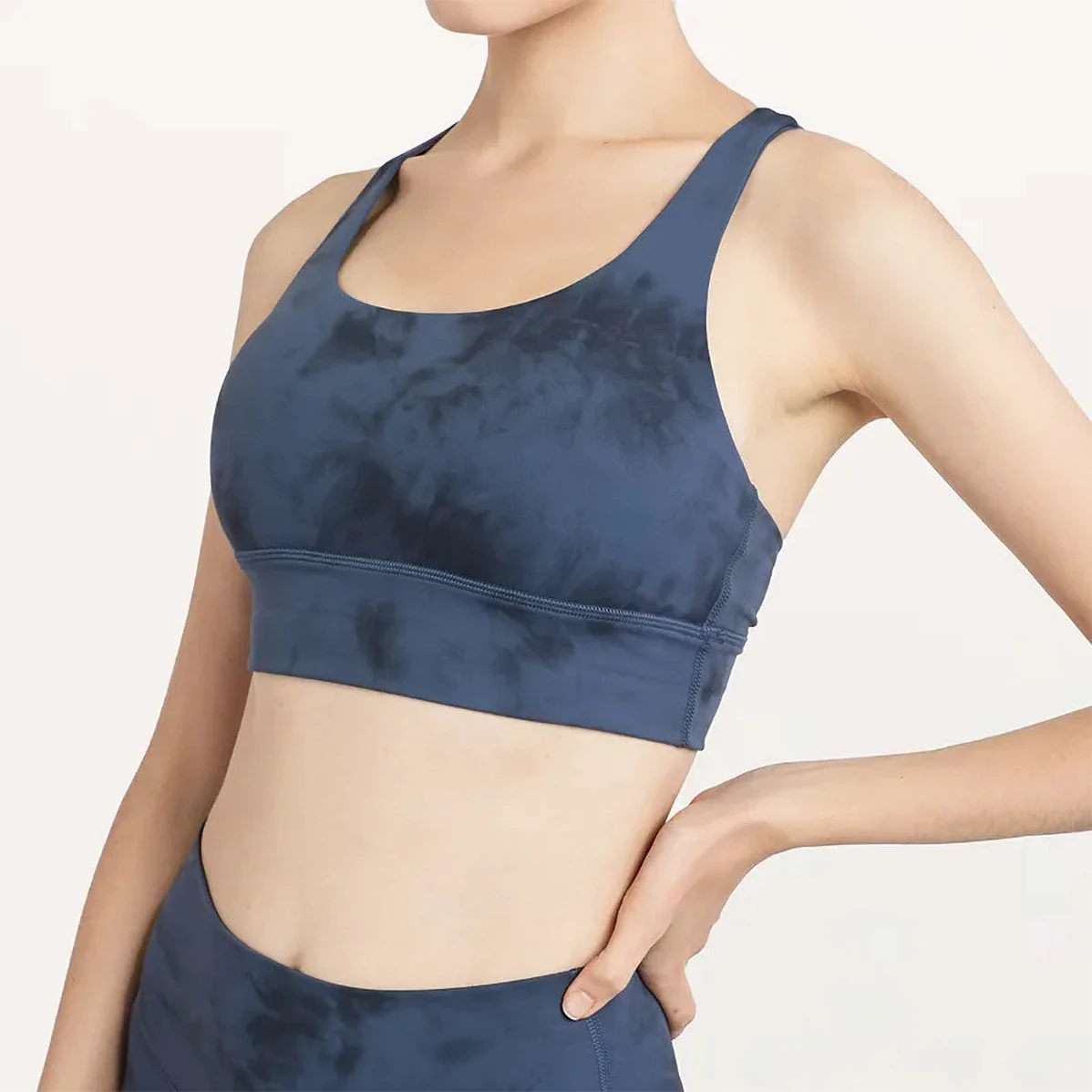 Stylish Tie Dye Women's Sports Bra Custom Logo Sustainable Shockproof Yoga Gym Wear Breathable High Support Crisscross Straps