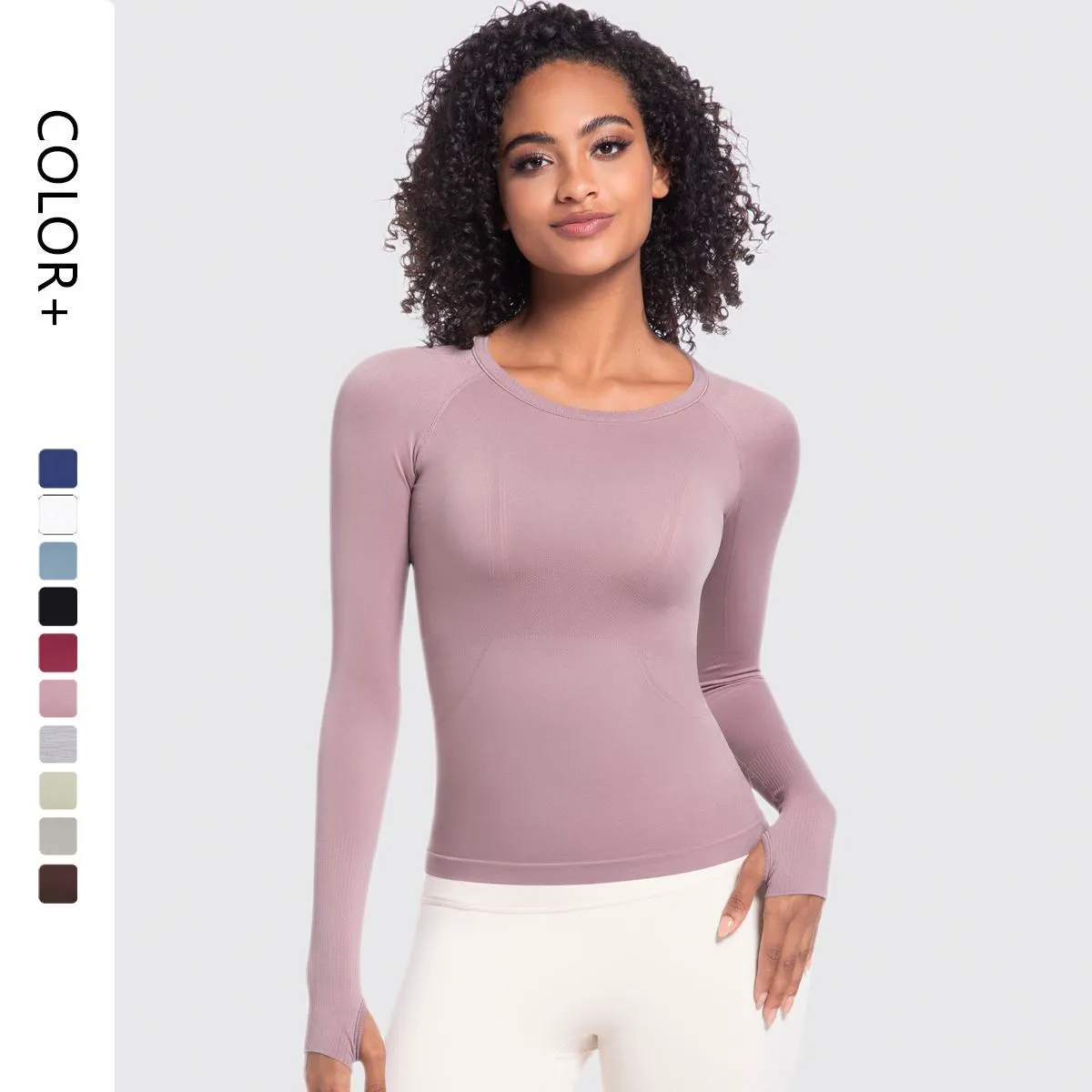 Hot Selling Women's Round Neck Sports T-Shirt Lightweight Running Fitness Yoga Long Sleeve Tops