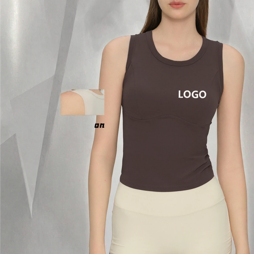 Custom Recyclable Quick-Dry Breathable Regular Fit Crew Neck Summer Spandex/Nylon Crop Tank Top for Women's Outdoor Sports Yoga