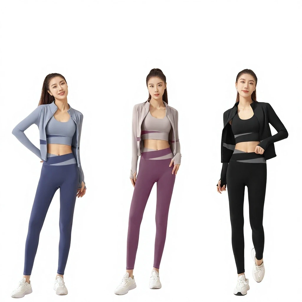 Juyitang Solid Peach Breathable Wrinkle-Resistant Spandex/Polyester High Waist Hip Running Shockproof Fitness Yoga 2-Piece Set