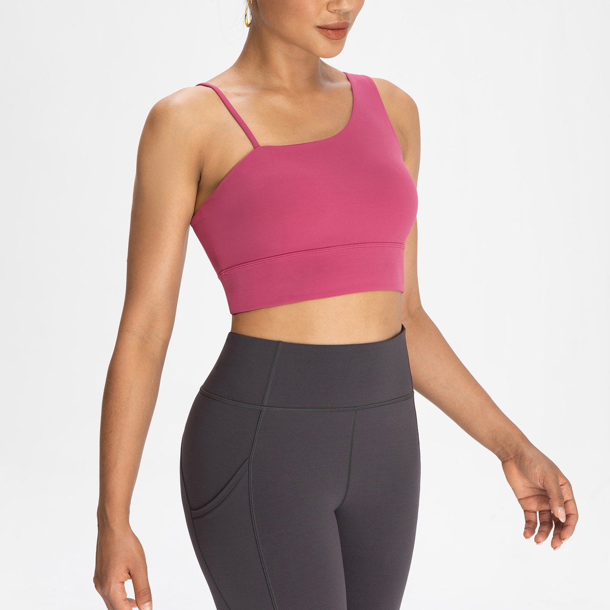 New Design Slimming Workout Solid Color Moisture Wicking Four-Way Stretch Medium Support Front Gym Clothing Activewear Quick Dry