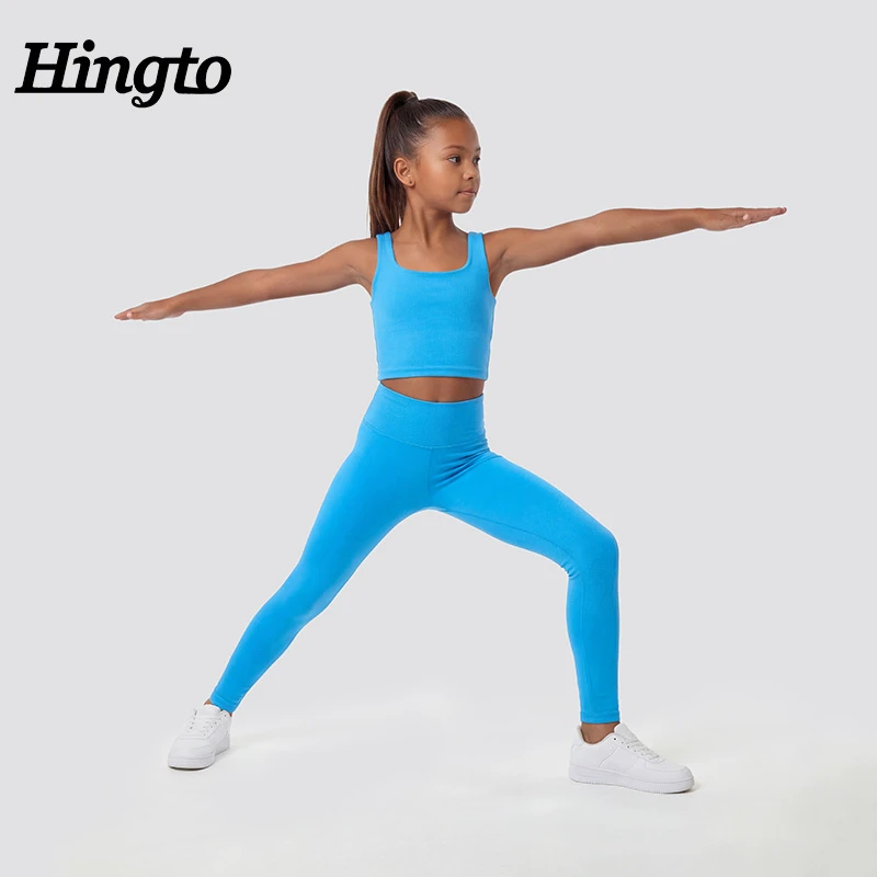 Wholesale Custom Girls Limit Tank Sport Bra & Leggings Anti-Bacterial Quick Dry Breathable Nylon Spandex Yoga Training Wear