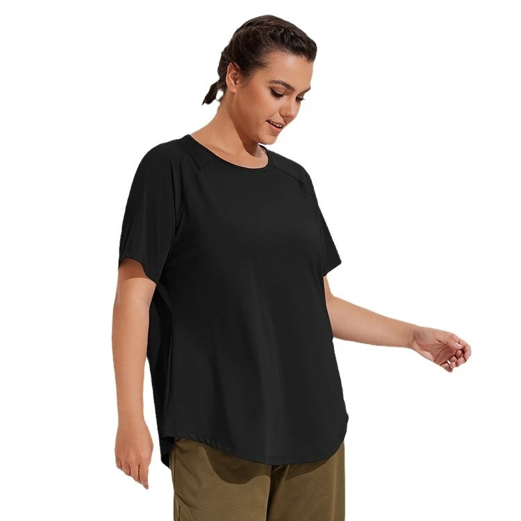 Women's Plus Size Beautiful Back Mesh Cover-Up Loose Fit Lightweight Sweat-Wicking Wrinkle-Resistant Quick-Drying Yoga Fitness