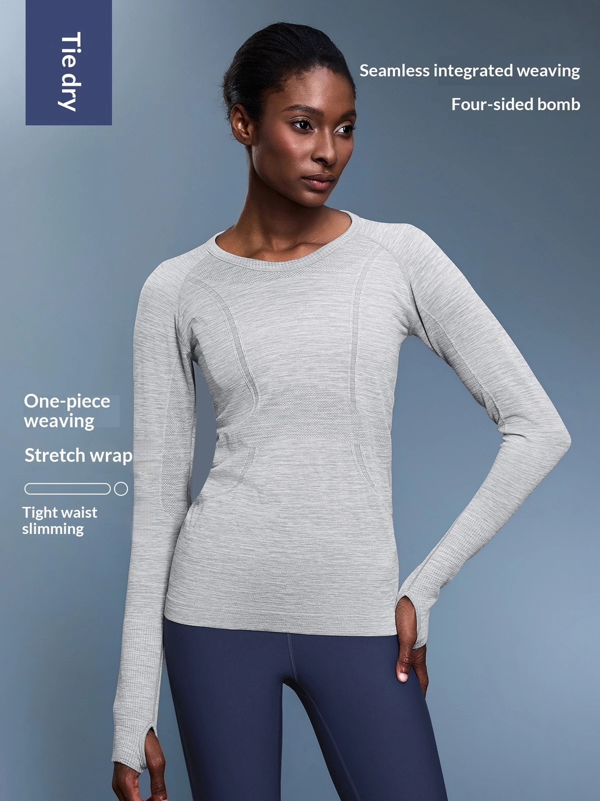 Women's Seamless 100% Nylon Long Sleeve Yoga Sports Top-Tight-Fitting Breathable Fashion Simple Design