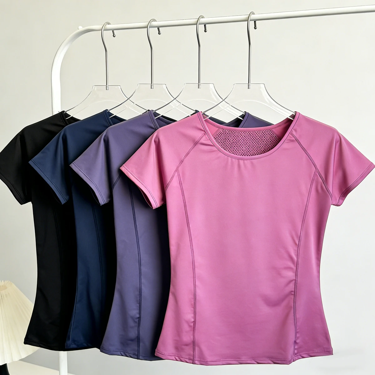 Women's Quick-Drying for Yoga Sports Clothing Shirts & Tops Slim-Fit Solid Short-Sleeved High-Elastic Breathable