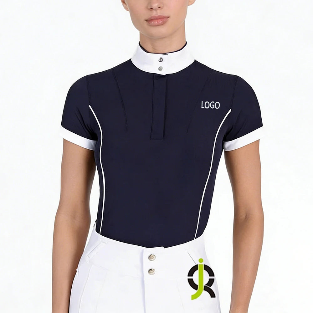 OEM Short Sleeves Equestrian Base Layers Summer Stretchy Equine Ladies Horse Riding Tops T-Shirts Sports Wear for Women