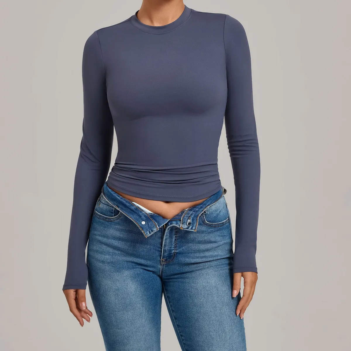 Fitted Abdomen-Trimming Long-Sleeve Yoga Suit High-Intensity Fitness Wear Pilates Running Sports Long-Sleeve Top