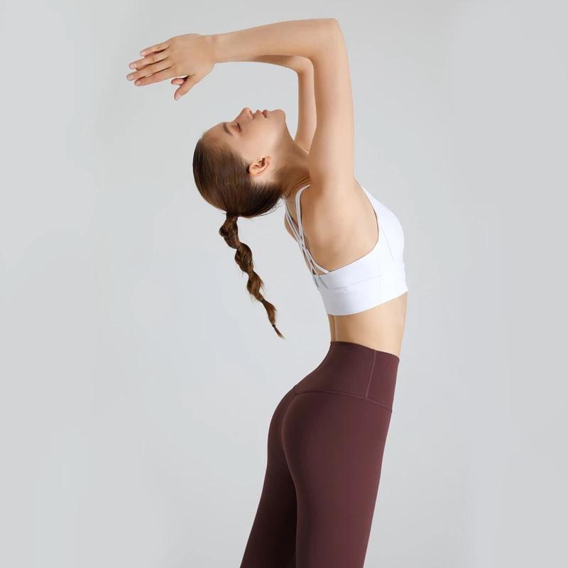 European American Women's Solid 2-Piece Yoga Set Halter Off-the-Shoulder Padded Cups Breathable Lightweight Quick-Drying
