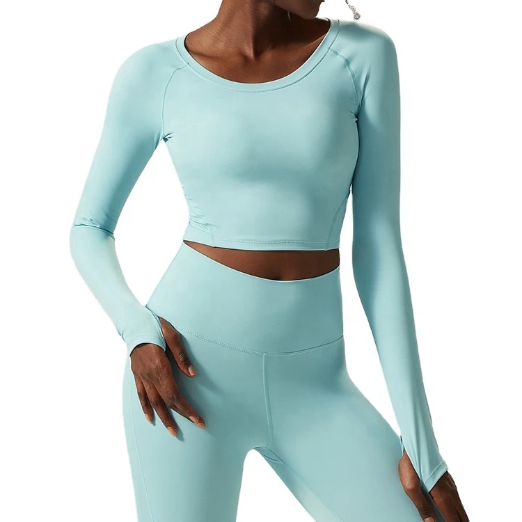 Custom Wholesale 2026 Sexy Mesh Splicing Women Fitness Workout Short Top Long Sleeve Yoga Tank Top