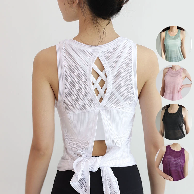 New Breathable Quick Dry Cover-up Tops Sports Sleeveless Sexy Loose Female Fitness Yoga Tank Tops