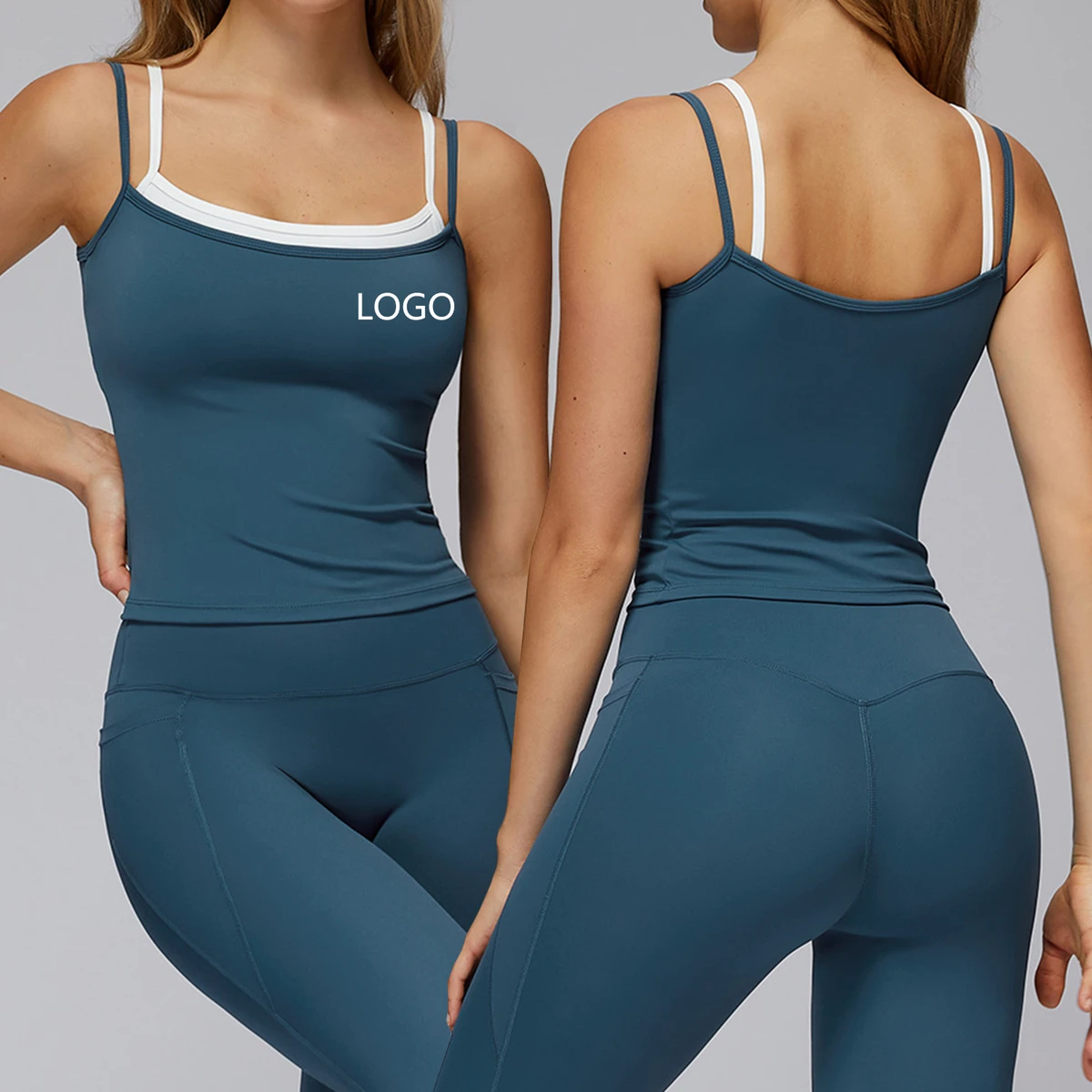 Sleeveless Slim Fit Yoga Top for Women Sleeveless Crop Tops Sweat Wicking Adjustable Padded Double-layered Workout Athletic Top