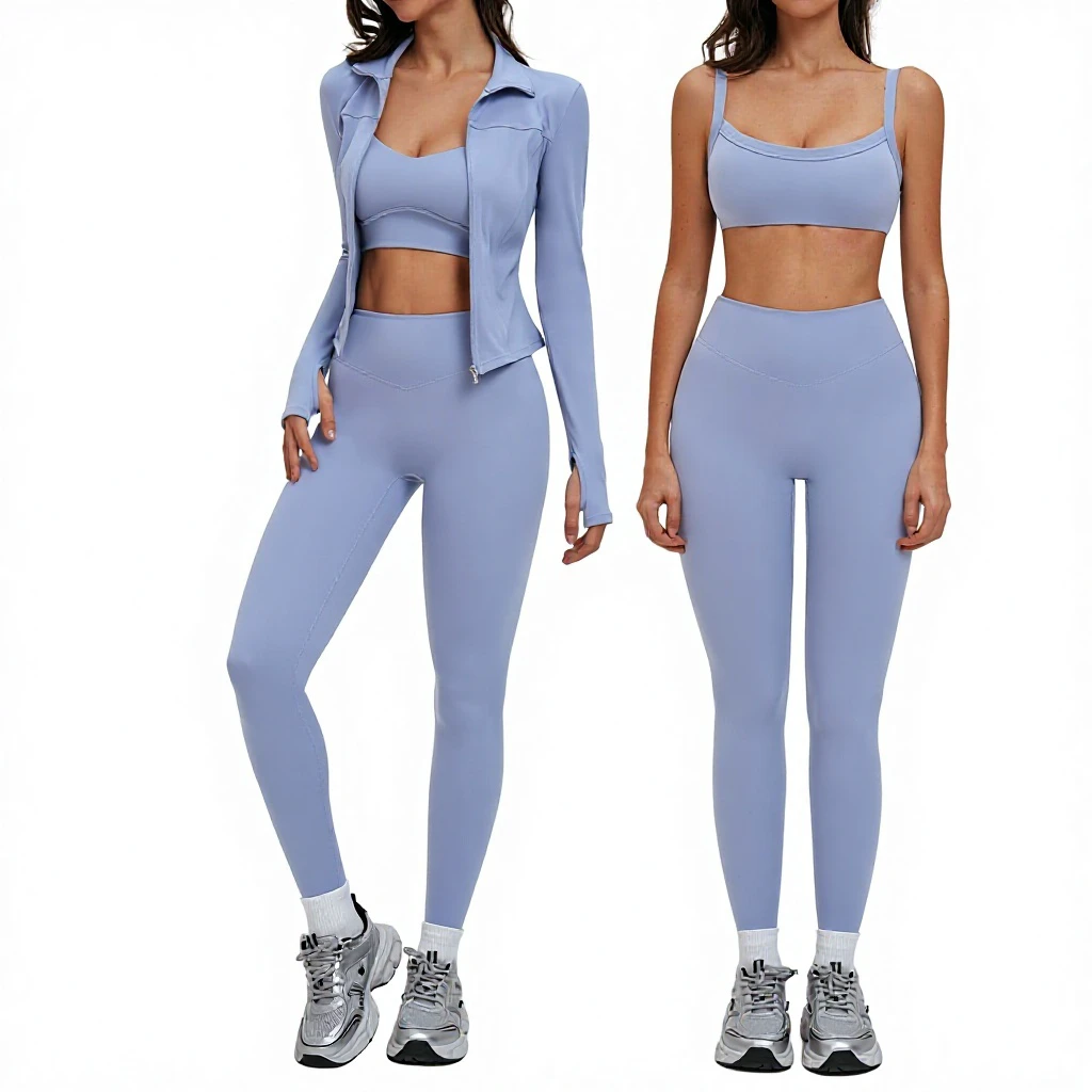 Best-selling Custom Front/Back Yoga Set Tight Slimming Backward-Beautiful Outdoor Fitness Suit Running Exercise Three-Piece Set