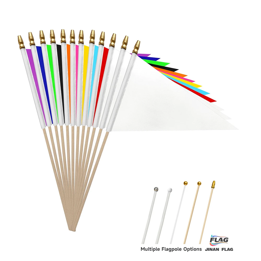 Custom Handheld Durable Portable Polyester Flags Triangular Design Eco-Friendly Digital Printing Your Logo Vibrant Colors