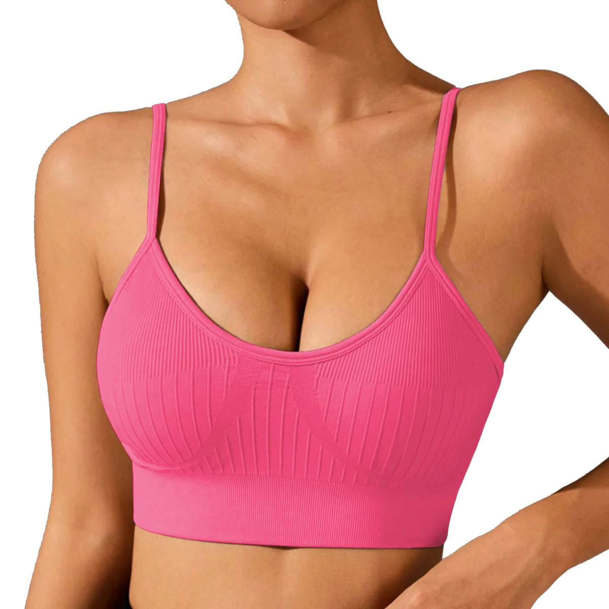 Women's High- Seamless Sports Bra-Four-Way Stretch Padded Active Wear with Back Support Lift & Shockproof