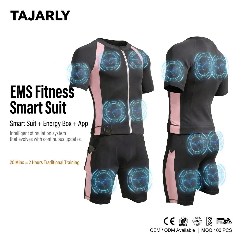 Wireless EMS Waterproof Breathable Eco-Friendly Solid Color 2-Piece Set Nylon Spandex Knitted Body Training Fitness Dry Suit