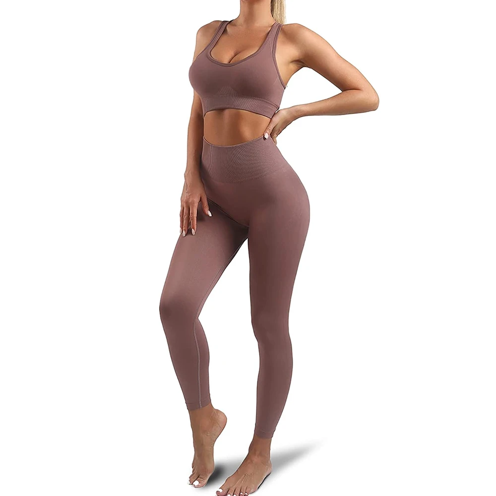 Workout Yoga Set For Women Full Customized Logo Accept Ladies Sports Bra And Legging Set Wholesale Private Label Fitness