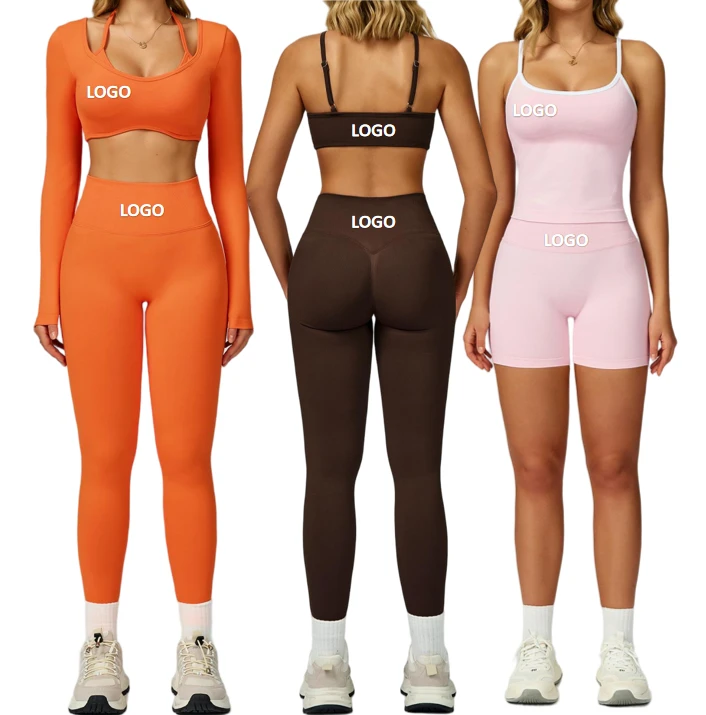2PCS Yoga Set Gym Fitness Workout Set Women Sportswear Long Sleeve Crop Top High Waist Leggings Sports Suit Female Yoga Clothing
