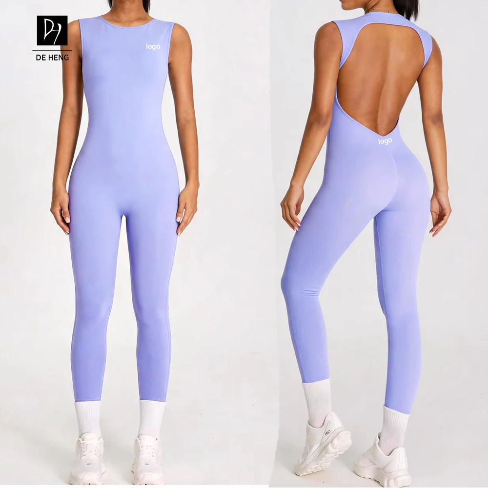 New Custom Activewear Quick Dry Running Casual Sports Gym Fitness Sleeveless Yoga Jumpsuit