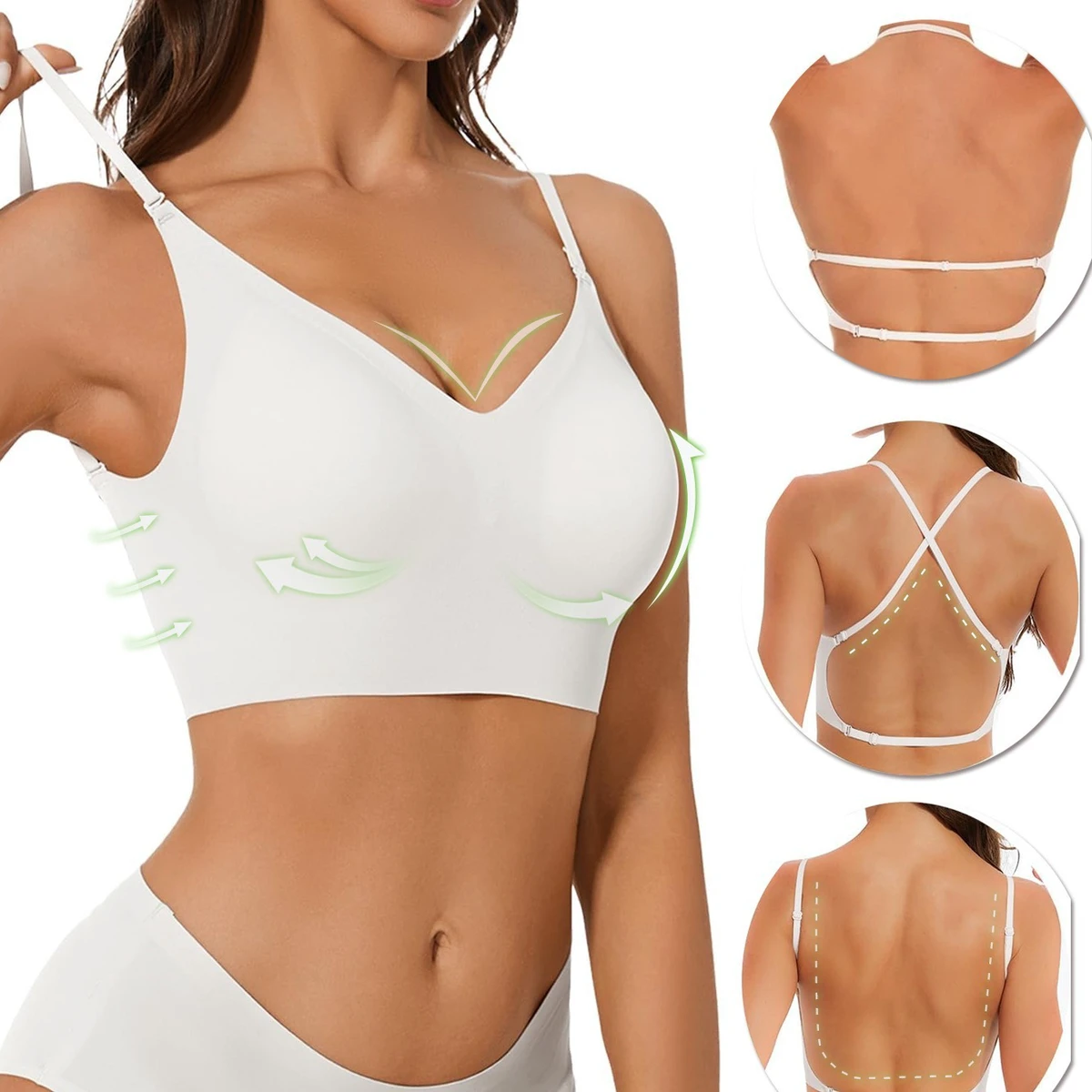 New Style Seamless Large Backless Bra Thin-shoulder Band Large U-shaped Back Breathable Bra for Women