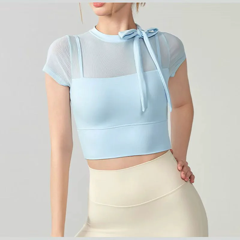 Wholesale Women's Loose Fit Cropped Yoga Top Short Sleeve Quick Dry Workout Shirt Casual Breathable Fitness Athletic Activewear