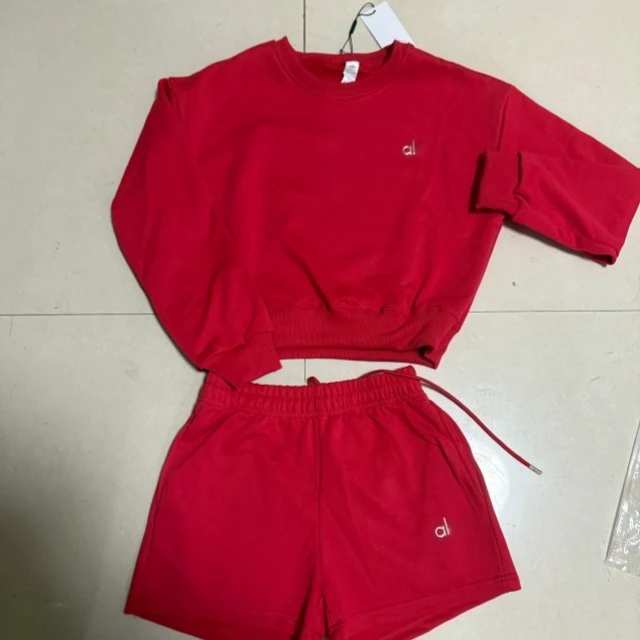 Hot Sale AIL Women Fitness Gym Suit Sports High Waist Loose Short Style Breathable Yoga Short Style Long Sleeves Top 2-piece Set