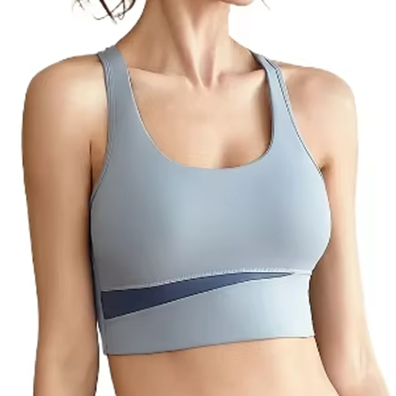 Women's Color Block Racerback Fitness Bra Breathable High Support Shockproof Yoga Active Quick Drying