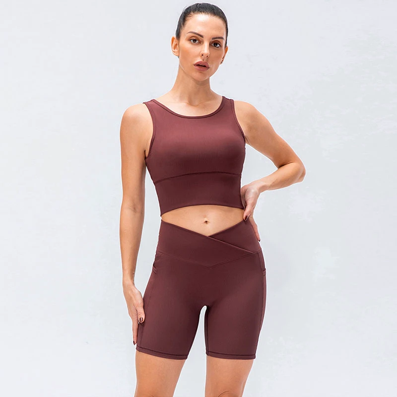 Customized Women's Reversible Gym Sets 2-Piece Seamless Yoga Fitness Wear Plus Size Solid Pattern Workout Sportswear Waist