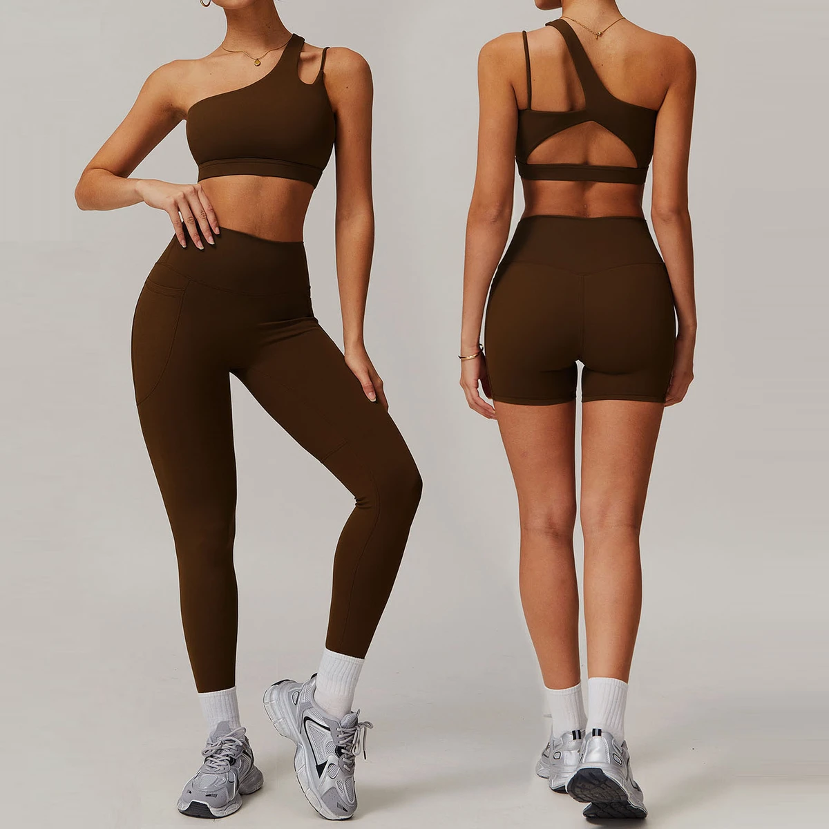 BNICE Women One Shoulder Sport Bra Top Set Seamless Wear Sexy Bra Leggings Women Yoga Pants Sports Yoga Set Fitness Gym Suits