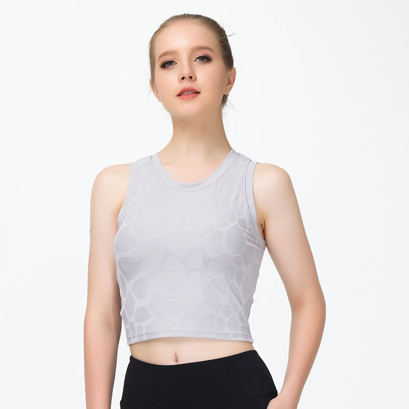 Crop Tank Top Women Round Neck Printed Sleeveless Yoga Clothes Slim Fit Sports Tank Tops for Women